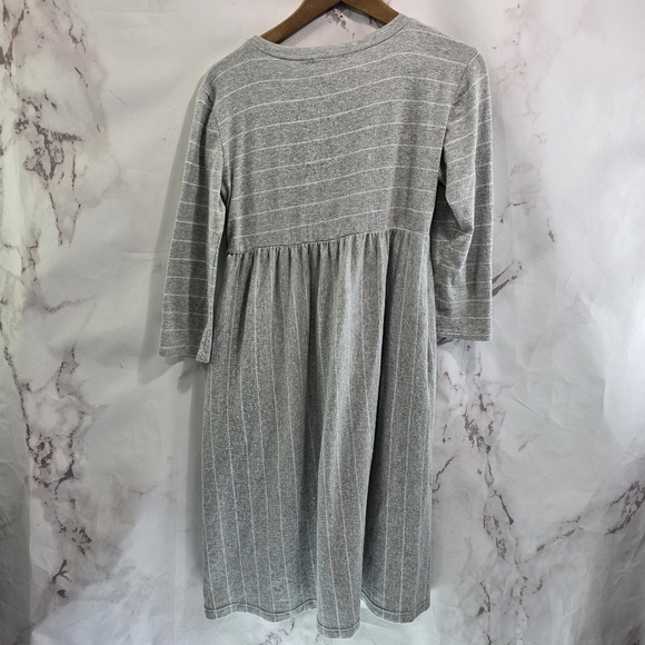 Roolee Dress Womens Small Gray White Striped T Shirt Long Sleeve Zip Pockets - Picture 6 of 14
